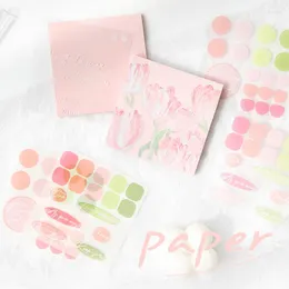 Kawaii Oil Målning Sticky Note Ins Hand Account Material Papper N Times Stick Book Söta kontor Tillbehör