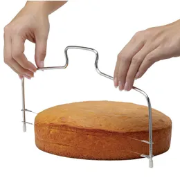 도매 부엌 DIY 베이킹 액세서리 더블 라인 케이크 슬라이서 홈 DIY 케이크 케이크 직교 절단 라인 조절 가능한 케이크 슬라이서
