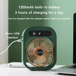 Fans 2000Mah Mist Water Spary Fan Electric Desktop Fan Mist Cooling Fan Firidification Nano USB Laddningsmaskin