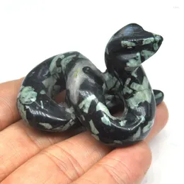 Decorative Figurines 2" Natural Gemstone Carved Snake Figurine Room Ornament Stone Crafts Healing Crystal Animal Statue Home Decoration