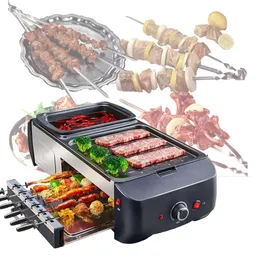 1800W Household Electric Grill Pot Barbecue Grill Machine Household Elecitrc BBQ Furnace Griddle with pot Cooker220V2898