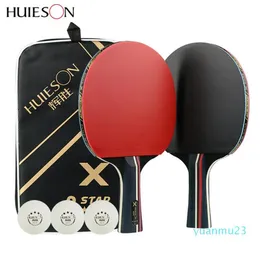 Whole-huieson 2pcs yükseltilmiş 5 yıldızlı karbon masa tenis raket seti hafif güçlü ping ping pong kürek yarasa iyi kontrol 263b