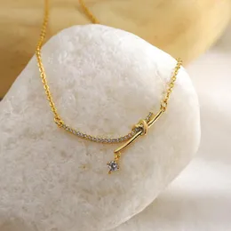 Ketten AENSOA Gold Farbe Edelstahl Dünne Halskette Für Frauen Mädchen Kleine Zirkon Twist Charm Choker Halsketten Vintage Schmuck