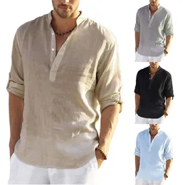 Mężczyźni lniane koszule designerska koszula nowa codzienna lniana długie rękaw stałe kolor luźne swobodne koszulę bawełniane topy bluzki mężczyźni ubranie camisa maskulina lniane koszule mężczyźni