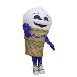 Costume da mascotte gelato di Halloween Simulazione Abiti da personaggio dei cartoni animati Abiti da adulto Vestito da carnevale di Natale per uomo Donna