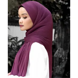 Hijab Foulard piegato Accessori moda musulmana Foulard riccio da donna Foulard in chiffon Foulard tinta unita da donna 230512