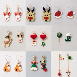 Dangle Earrings & Chandelier Lovely Asymmetry Tree Santa Claus Drop For Women Colroful Dripping Oil Deer Bells House Christmas Jewelr