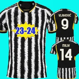 Di Maria Vlahovic Soccer Jerseys Milik Kean Pogba Chiesa McKennie Foot Shirt Locatelli 2023 2024 Juventuss Kits Men Maillots de Football Jersey