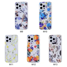 iPhone 용 iPhone 용 Premium IMD Flower Magnetic Phone Case for iPhone 14 13 12 Pro Max Plus Stong N52 자석