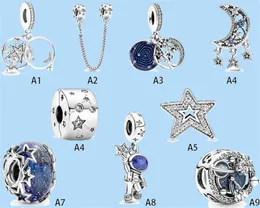 925 Sterling Silver Charms för Pandora smycken pärlor nya stjärnhimmel galax astronaut stjärnglaspärlor diy