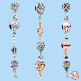 925 Pandora mücevherleri için gümüş takılar boncuklar diy kolye kadın bilezikler boncuklar mutlu yıllar sıcak hava balonu