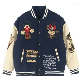 Men's Jackets Hip Hop Patchwork Mens Furry Clown Letter Embroidery College Harajuku Casual Bomber Varsity Jacket Women Baseball Coats