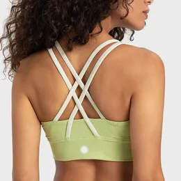 Yoga Outfits LL Cross Beautiful Back Sports Vest Underwear Women's Shockproof Breathable Fiess Bra Outside Wear Yoga Vest