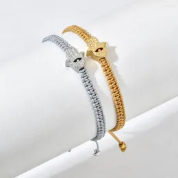 Urok Bracelets Zmzy Copper Hamsa Hand Eye Koraliki Lucky Braided Rope Chain Bransoletka dla kobiet mężczyzn z szczęściem