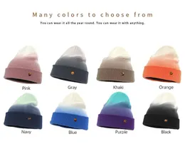 Party Hats 8st Sticked Keep Warm Winter Hat Streetwear Balaclava Solid Polyester Gradient Ramp Hucket For Women Sombreros de Mujer