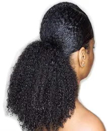 Mogolian Afro Kinky Curly Drawstring Ponytail Extensiones de cabello humano 4B 4C Remy pony tail postizo Clip In Ponytails Extension 1207029208