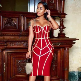 Abiti casual Seamyla 2023 Sexy Celebrity Bandage Dress Donna Spaghetti Strap senza maniche aderente Evening Party Summer Club