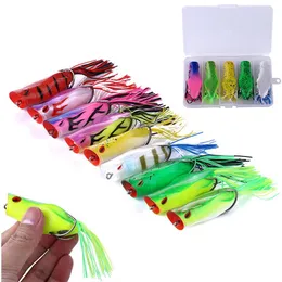 Rana di gomma Rana Popper esca 14g 7cm Pesca in superficie Rana realistica Corpo cavo Esche morbide Blackfish Lure artificiale333E