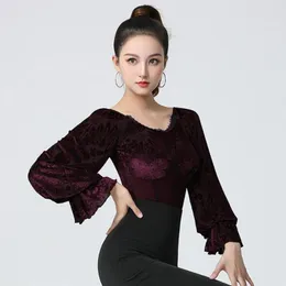 Stage Wear Lotus manica lunga Flower Design femminile Body da ballo latino per le donne Dress Competition Ballroom Dance Costume NY23 ZY77