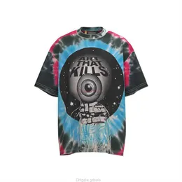 Designer Fashion Clothing Tees Tshirt Galleryes Depts Co Branded Eyeball Print Stained Used Wash Short Sleeve Os Loose High Street Fashion Brand t Luxury Casual Tops