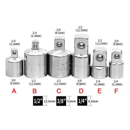 Contactdozen 6st Socket Conversion Head Ratchet Wrench Adapter Converter Head Sleeve Adapter 1/2 stor fluga 3/8 Medium Fly 1/4 liten fluga