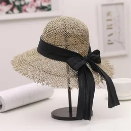 20er Jahre dünne atmungsaktive Strohhüte Urlaub Strandhut Damen Hüte mit breiter Krempe Hochwertiger Sonnenhut Gezeiten-Fischerhüte332u