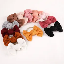 Süße Schleife Baby-Stirnband, elastisches Nylon-Haarband, gehäkelt, gestrickt, für Neugeborene, Kopfbedeckung, Säugling, Kinder, oben geknotet, nicht wellenförmig