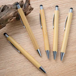 Écran tactile push stylo à bille 1.0mm pointe encre noire entreprise Signature stylo à bille bureau école écriture papeterie bambou bois cadeau stylo