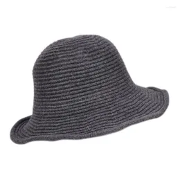 Boinas tejidas sombrero de pescador moda hoja de loto borde algodón tejer gorra ocio Otoño Invierno al aire libre mantener caliente sombreros para mujeres TG0079