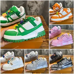 트레이너 Maxi 신발 디자이너 스니커즈 남성 여성 플레이트 플레이트 파워 버클 가죽 스니커즈 보드 신발 패션 빵 신발 크기 35-45