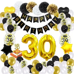 Otros Suministros Para Fiestas Y Eventos 51 Unids30 Decoraciones De  Cumpleaños Hombre Mujer Feliz 30 Años Aniversario Deco Globos De Oro Negro  230512 De 14,02 €