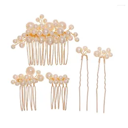 Naszyjne kolczyki Zestaw Golden Fashion U Pearl Hair Felf w kształcie litery U Pearl Hair Fork For Women Bridal Wedding Akcesoria Headresses Hair Spin Bride Head