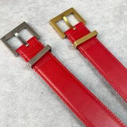 Red Needle Buckle Belt High End Atmospheric Fashion Business Party Travel Leather Belt Width 3.0 Wear Original Box