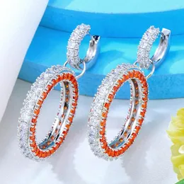 Dangle Earrings Godki Luxury Round Drop for Women Wedding Cubic Zirconia Dubai Bridal Costume Jewelry Summer Party