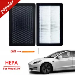 مرشح الهواء 2PCS الجديد لـ Tesla Model 3 Model Y 2022 HEPA Activated Carbon Air Filter Filter Plater Element