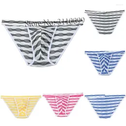 Mutande da uomo Slip bikini a righe in nylon elasticizzato elasticizzato Pouch Calzoncillos Underwear