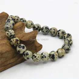 Strand 8mm Natural Spot Chalcedony Round Beads Bracelet Women Girls Christmas Gifts Hand Made Fashion Jewelry Making Design Stone