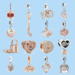 925 sterling silver charms for pandora jewelry beads DIY Pendant women Bracelets beads Fine Entwined Infinite Hearts Double