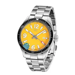 2023 Män klockor 1884 Super Luminous 46mm Watch Orange Dial Rostfritt stål Roterande Bezel Mens Automatiska mekaniska gummiband armbandsur