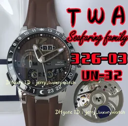 TWA 326-03 Black Toro Presetual Calendar Luxury Męski Zegarek Un-32 Automatyczne zamykanie łańcucha, 316L stal/ceramiczny obręcz/przycisk/korona, szafirowe szkło, 43 mm, sześć