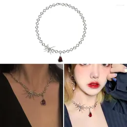 Kedjor spindelhänge långt halsband vintage gotiska blod droppe kedjekedja för kvinnor halloween smycken present prydnad