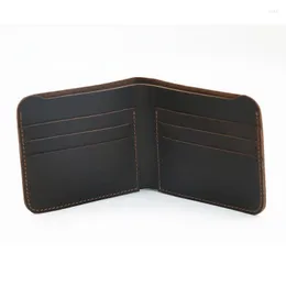 Wallets Men's Short Genuine Leather Male ID Card Holder Thin Purse Pocket Clamp Money Bags Man Retro Wallet Cluth Gift