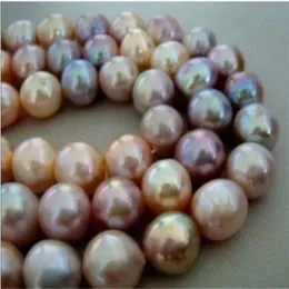 Nieuwe Fine Pearls Sieraden 10-11 mm Natural Australian South Sea Gold Pink Purple Parl Necklace 19inches 14K240M