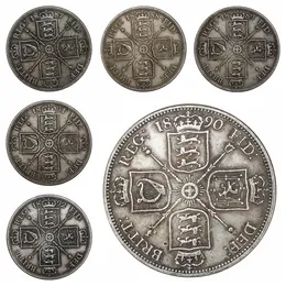 İngiltere 1887-1892 1 Florin - Victoria 2. portre gümüş kaplama kopya paraları