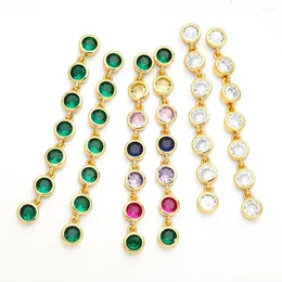 أقراط مسمار Flola Long Crystal Beads Tassel للنساء Gold Gold Plated Huggie CZ Jewelry Gifts ersq09