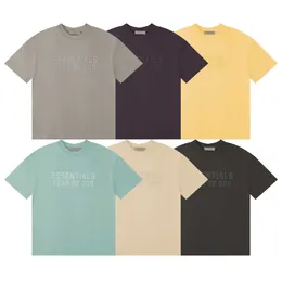 6Z7E 2023 Erkek ve Kadın Moda Tişörtleri Tişörtleri High Street Marka Ess Morandi Silikon Mektup Kısa Kollu Parti