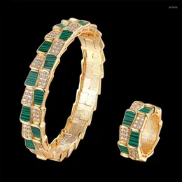 Naszyjnik Ustaw markę Lanrerisha Luksusowa bransoletka i biżuteria pierścienia z podwójną warstwą Podobne węża ciało moda akcesoria