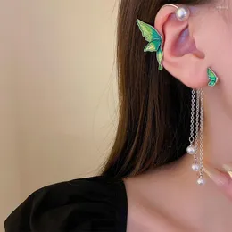 Backs Earrings 1 PCS Exquisite Butterfly Ear Cuff Temperament Elegant Pearl Clip Sweet Trendy Tassel Earring