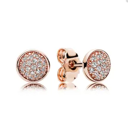 Luxury Rose Gold Round Studörhängen för Pandora 925 Sterling Silver Party Jewelry Designer Earring Set For Women Mens Hip Hop Earring med Original Box Wholesale