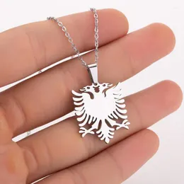 Anhänger Halsketten Trendy Albanische Byzantinische Adler Halskette Für Männer Edelstahl Frauen Unisex O Kette Geheimnis Geschenke Kinder Schmuck